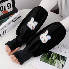 Winter Rabbit Print Long Sleeves Arm Warmer for Women Girls