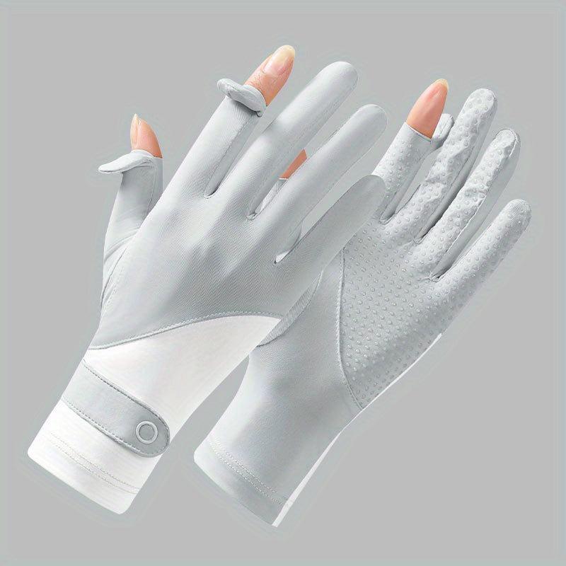 Ice Silk Sunscreen Gloves Non-slip Touch UV Protection Driving Cycling Gloves