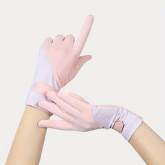 Ice Silk Sunscreen Gloves Non-slip Touch UV Protection Driving Cycling Gloves
