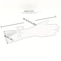 Bowknot Satin Long Gloves Lace Embroidery Classic Wedding Dress Gloves