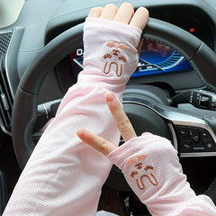 Bunny Embroidery Sleeves for Women Outdoor UV Protection