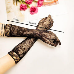 Floral Lace Sunscreen Gloves Breathable Full Finger Gloves
