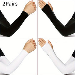 2 Pairs Sunscreen Ice Sleeves UV Protection Gloves for Women & Men
