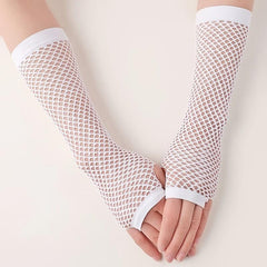 Punk Mesh Gloves Solid Long Party Dress Women's Accessories