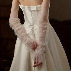 Beaded Mesh Veil Sleeve Fingerless Sleeve For Wedding Bridal