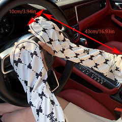 Plaid Sunscreen Gloves UV Protection Sleeves with Thumb Hole