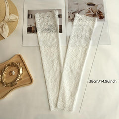 Lace Sleeves Floral Fingerless Gloves UV Protection
