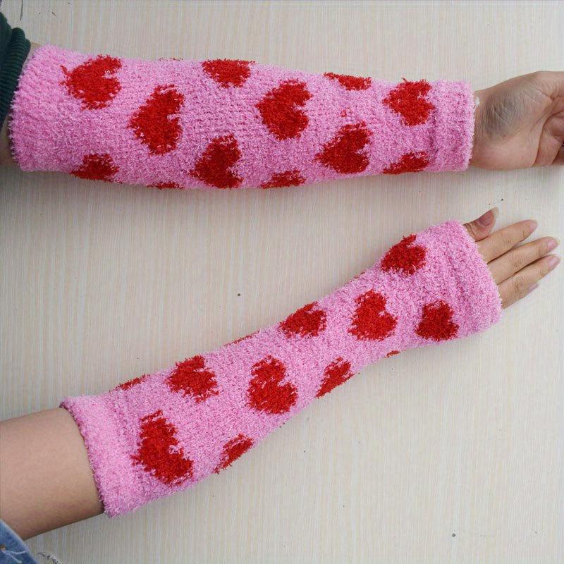 Velvet Thicken Arm Sleeve Warm Fingerless Sleeves For Women