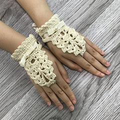 Vintage Hand knit Knitted Gloves Crochet Gloves Solid Gloves Boho Style