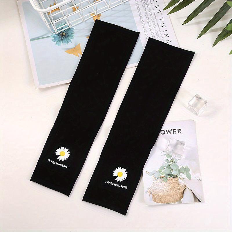 Daisy Print Sun Gloves UV Protection Breathable Ice Sleeves