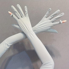 Sunscreen Women's Full Finger Touch Screen Gloves Thin Ice Silk