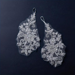 Transparent Lace Gloves Flower Embroidery Fingerless Gloves for Wedding