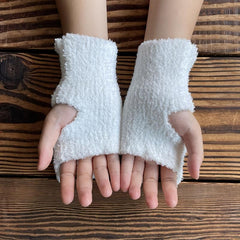 Hand Embroidered Cat Gloves Winter Ladies Half Finger Gloves