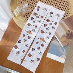 Cartoon Print Fingerless Gloves for Women