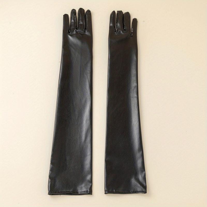 Bright PU Leather Long Gloves for Party Prom Performance