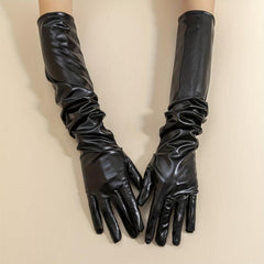 Bright PU Leather Long Gloves for Party Prom Performance