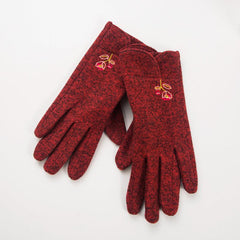 Flower Pattern Fleece Thermal Touch Screen Gloves