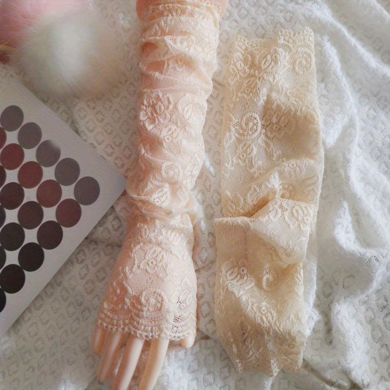 Lace Summer Sunscreen Sleeve Elastic Sleeve Driving Gloves Long Fingerless