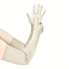 Satin Long Gloves Solid Elastic Decoration for Prom Party Wedding Bridal