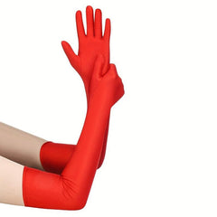 Satin Long Gloves Solid Elastic Decoration for Prom Party Wedding Bridal