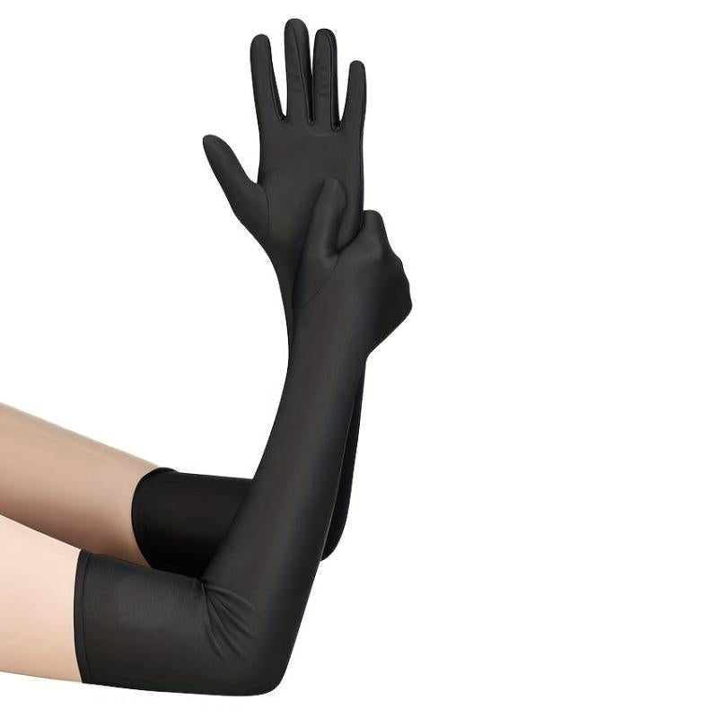 Satin Long Gloves Solid Elastic Decoration for Prom Party Wedding Bridal