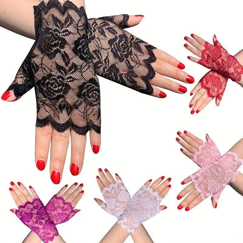 Women Lace Gloves Sunproof Fingerless Bridal Wedding Party Prom Dress