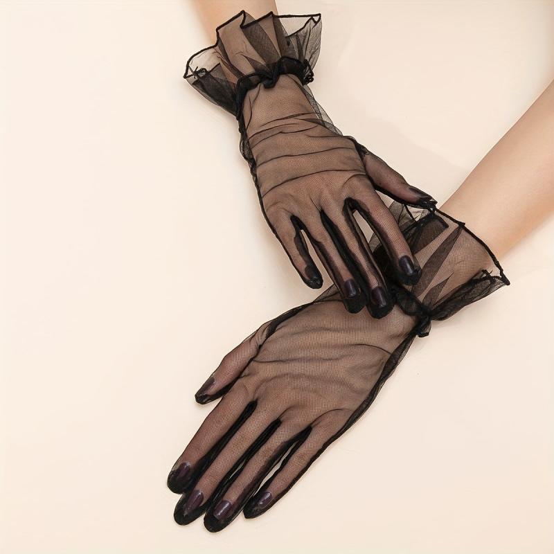 1 Pair Lace Mesh Gloves for Women