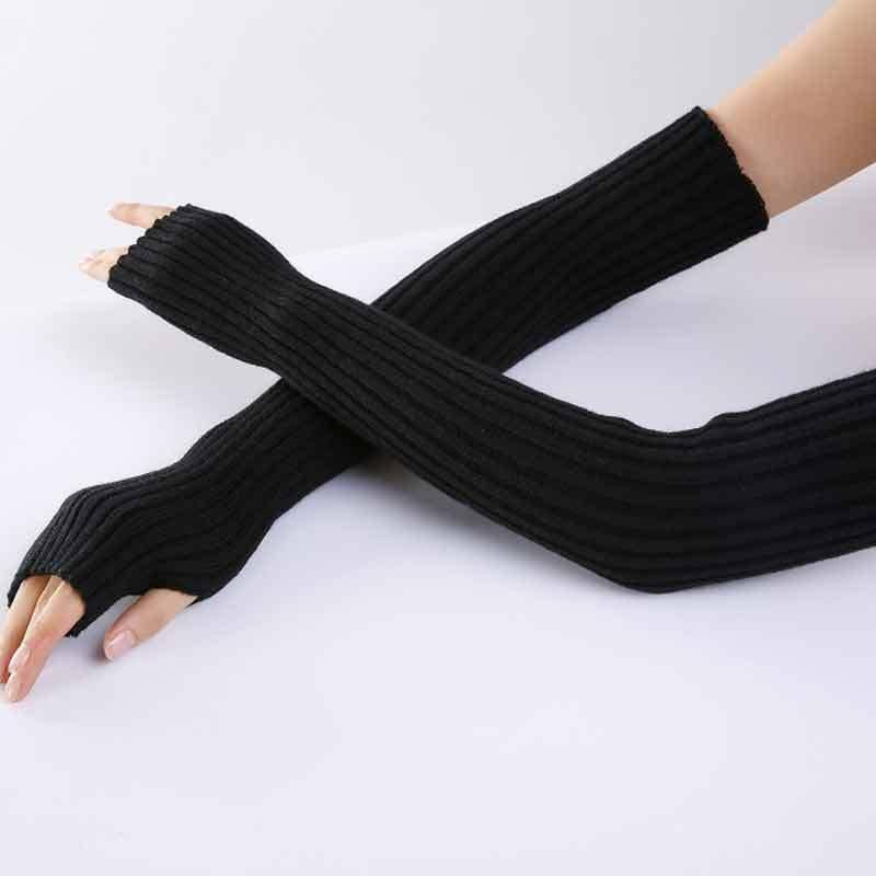 Knitted Wool Half-finger Fingerless Pile Gloves