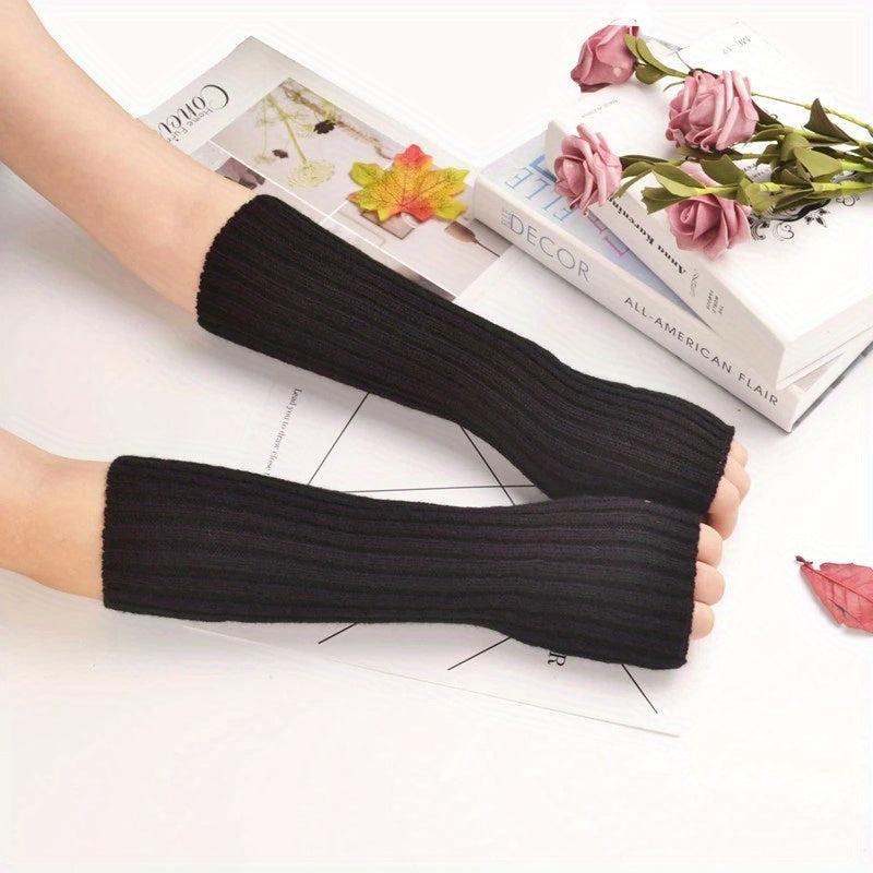 Knitted Fingerless Gloves Half Finger Warm Punk Goth Sleeves