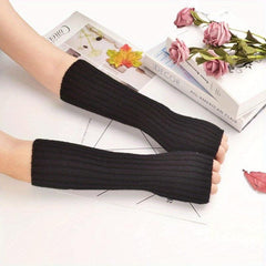 Knitted Fingerless Gloves Half Finger Warm Punk Goth Sleeves