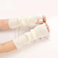 Knitted Fingerless Gloves Half Finger Warm Punk Goth Sleeves