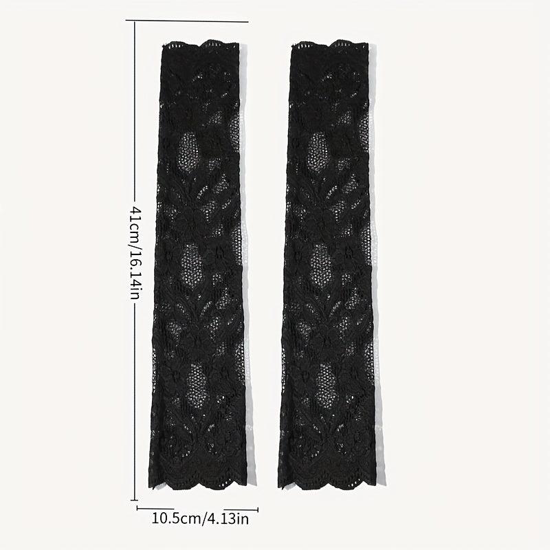 Flower Lace Sleeves Long Gloves Decorative Fingerless Women