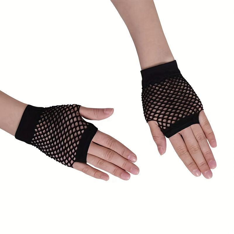 Fishnet Hollow Out Short Fingerless Gloves for Women