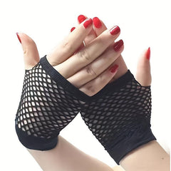 Fishnet Hollow Out Short Fingerless Gloves for Women