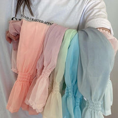 Candy Long Gloves Ruffles Outdoor Sunscreen Sleeves