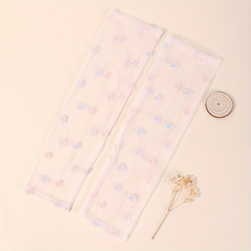 Pink Lace Mesh Sleeve Lightweight Long Arm Sunscreen Sleeve