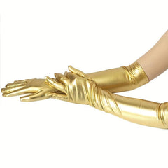 Bright Golden Long Gloves for Prom Party Wedding Bridal Gloves