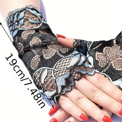 Lace Fingerless Gloves for Women Wedding Bridal Ruffled Short Gloves
