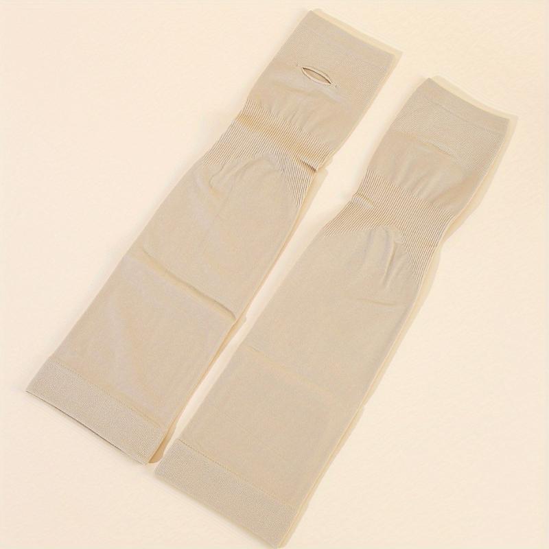 1pair Thumb Hole Arm Sleeves For Women Men Solid Sunscreen Sleeves