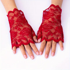 Lace Short Gloves Floral Thin Sunscreen Travel Gloves
