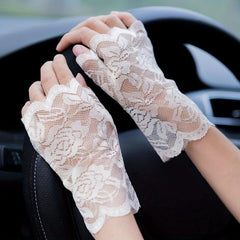 Lace Short Gloves Floral Thin Sunscreen Travel Gloves