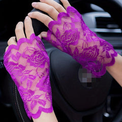 Lace Short Gloves Floral Thin Sunscreen Travel Gloves