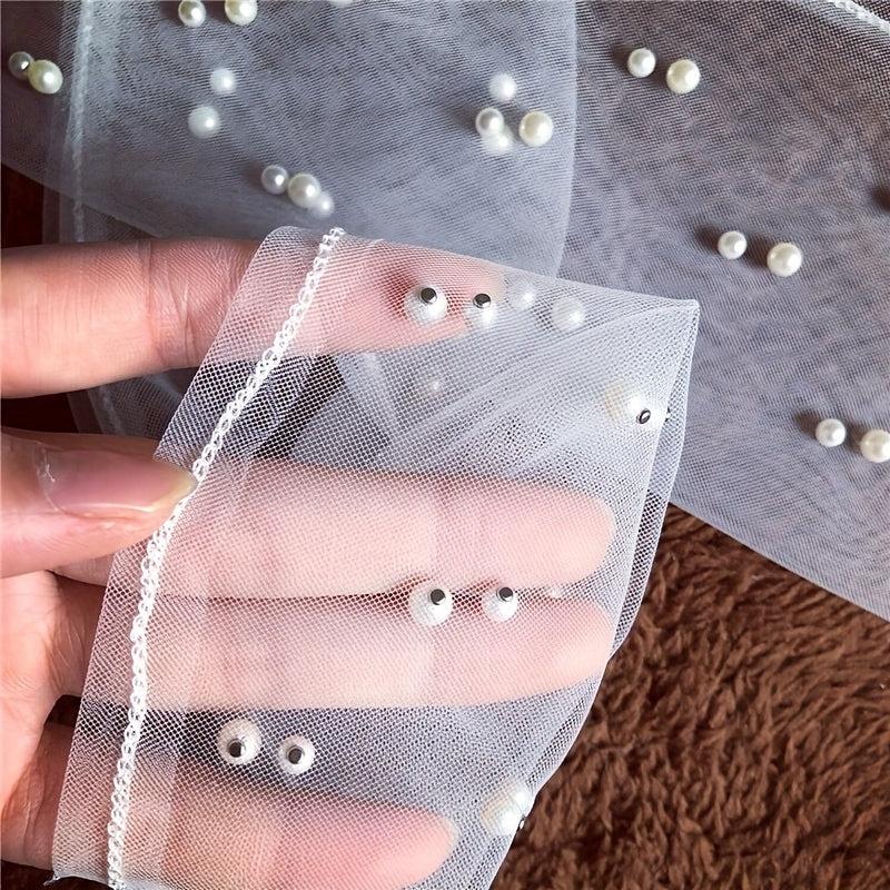 Faux Pearl Decor Long Gloves for Women Wedding Bridal Dress
