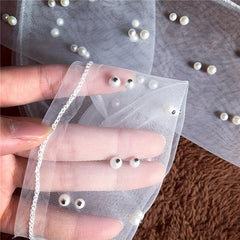Faux Pearl Decor Long Gloves for Women Wedding Bridal Dress