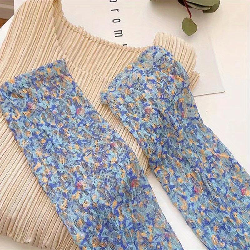 Lace Floral Ice Sleeves Sun-proof Long Gloves Women