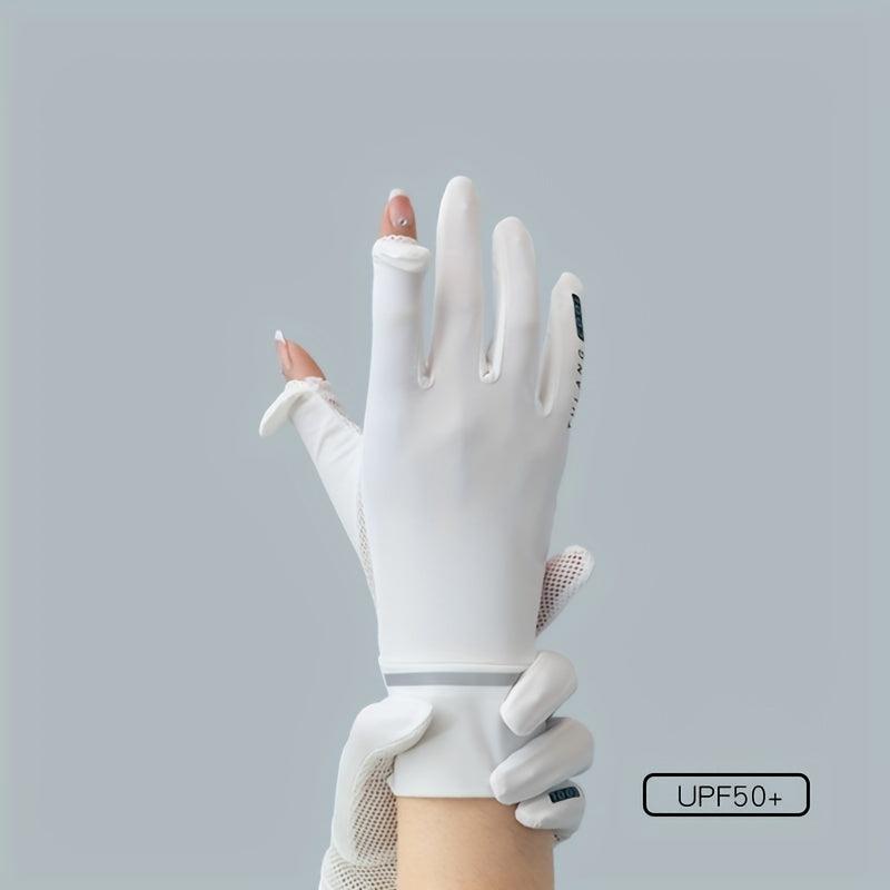 Sunproof Ice Silk Short Gloves Flip Non-slip Touch Screen Gloves