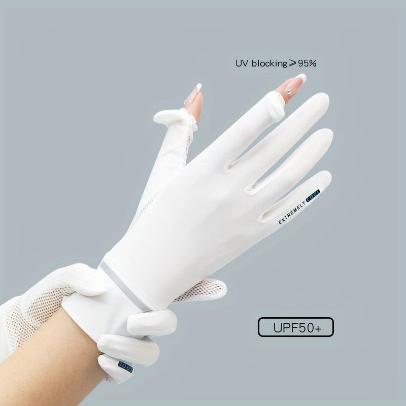 Sunproof Ice Silk Short Gloves Flip Non-slip Touch Screen Gloves