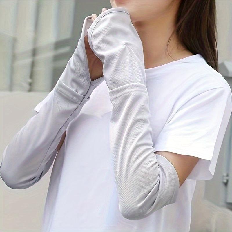 Women's Extended Fingerless Gloves Arm Protector Sunscreen Sleeves