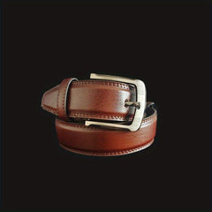 Classic Leather Formal Belt Single Pointed Buckle for Jeans Pants