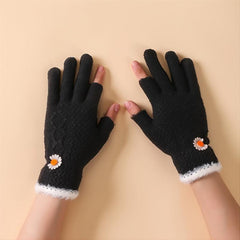Daisy Solid Knit Gloves for Women